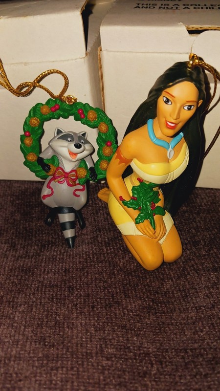 Pocahontas & Meeko - from Pocahontas -  Disney - Grolier - Christmas Ornaments