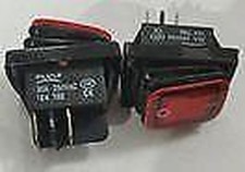 10pcs Rocker switch ON-OFF 22x30mm 250V AC 30A, DPST, fixed, 4pins. red