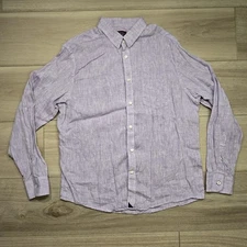 UNTUCKit Shirt Mens XL Purple Linen Button Up Long Sleeve Casual Collar Summer