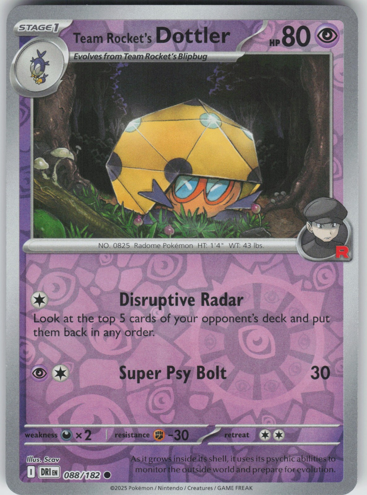 Team Rocket's Dottler Common SV10: Destined Rivals 088/182 NM