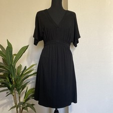 J Jill Wearever Collection Little Black Dress XS Stretch Knit VNeck Dolman Knee