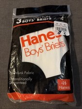 Vintage Hanes Cotton Briefs Classic White 3-Pack 1992 Boys Briefs Size 4