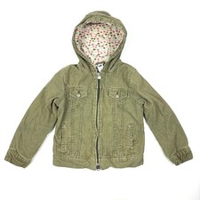 VTG Y2K Gap Kids Cat Print Corduroy Jacket Girls Sz S Olive Green Cat Zipper