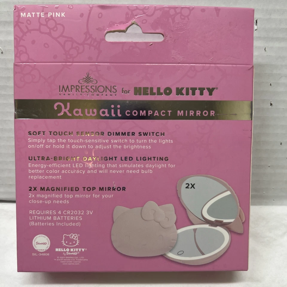 New Hello Kitty Kawaii compact LED Lighting Magnifying mirror Matte Pink - Image 4 of 4