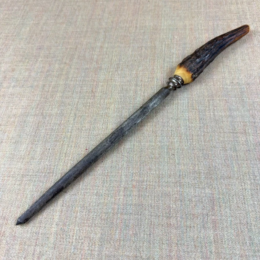 Vintage Stag Handle Sharpening Steel Honing Rod Butcher Knife Tool