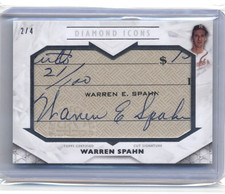 2018 Topps Diamond Icons WARREN SPAHN Braves #CS-WSP Check Autograph #'d /4 HOF