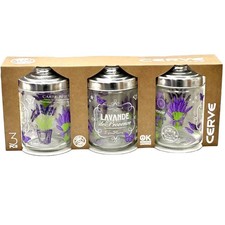 SET TRIS 3 PZ BARATTOLI CONTENITORI DA CUCINA IN VETRO DECORAZIONE FIORI 800ML