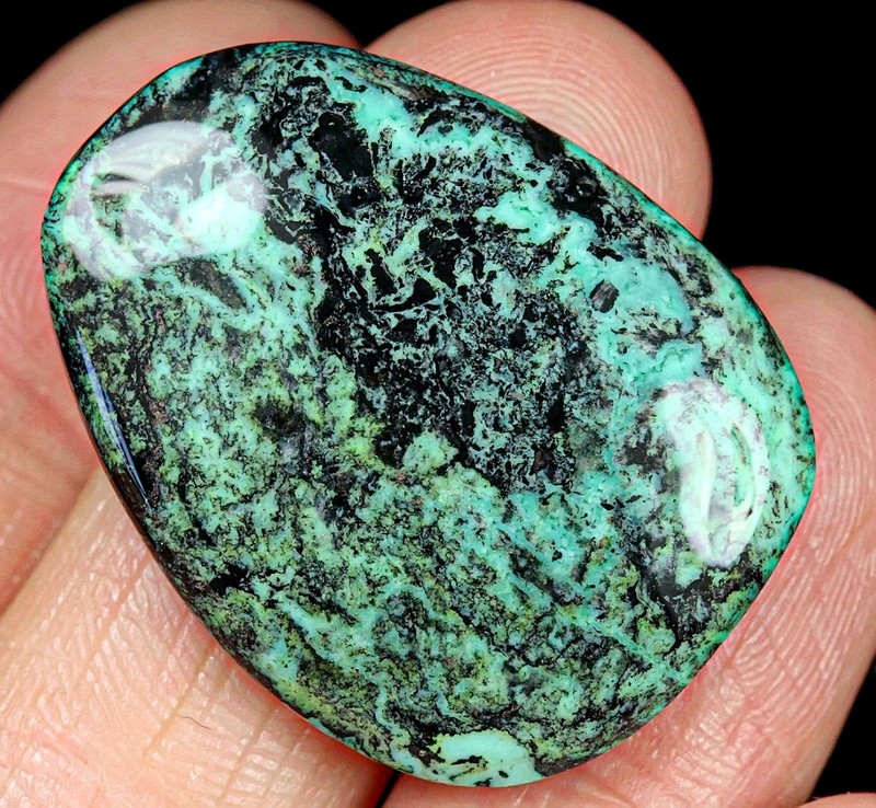 29.7Ct Natural Spiderweb Turquoise Cab Old Stock YKMpA888