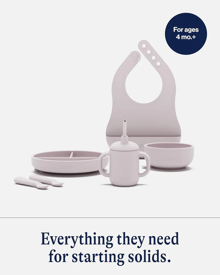 Kit de alimentación para bebé de silicona Lalo First Bites - Juego de 6 piezas - Lavanda Foto 2 de 3
