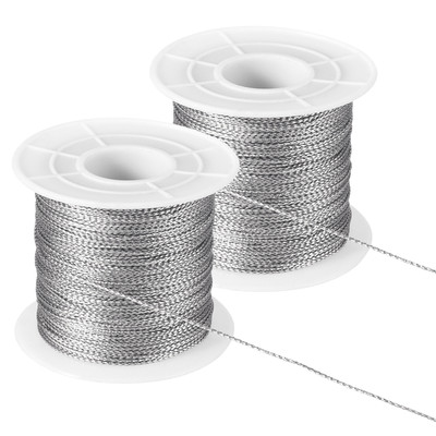 328 Zoll Metall Kordel Lametta Faden Ornament Garn Schnur 1 mm Silber 2 Spulen