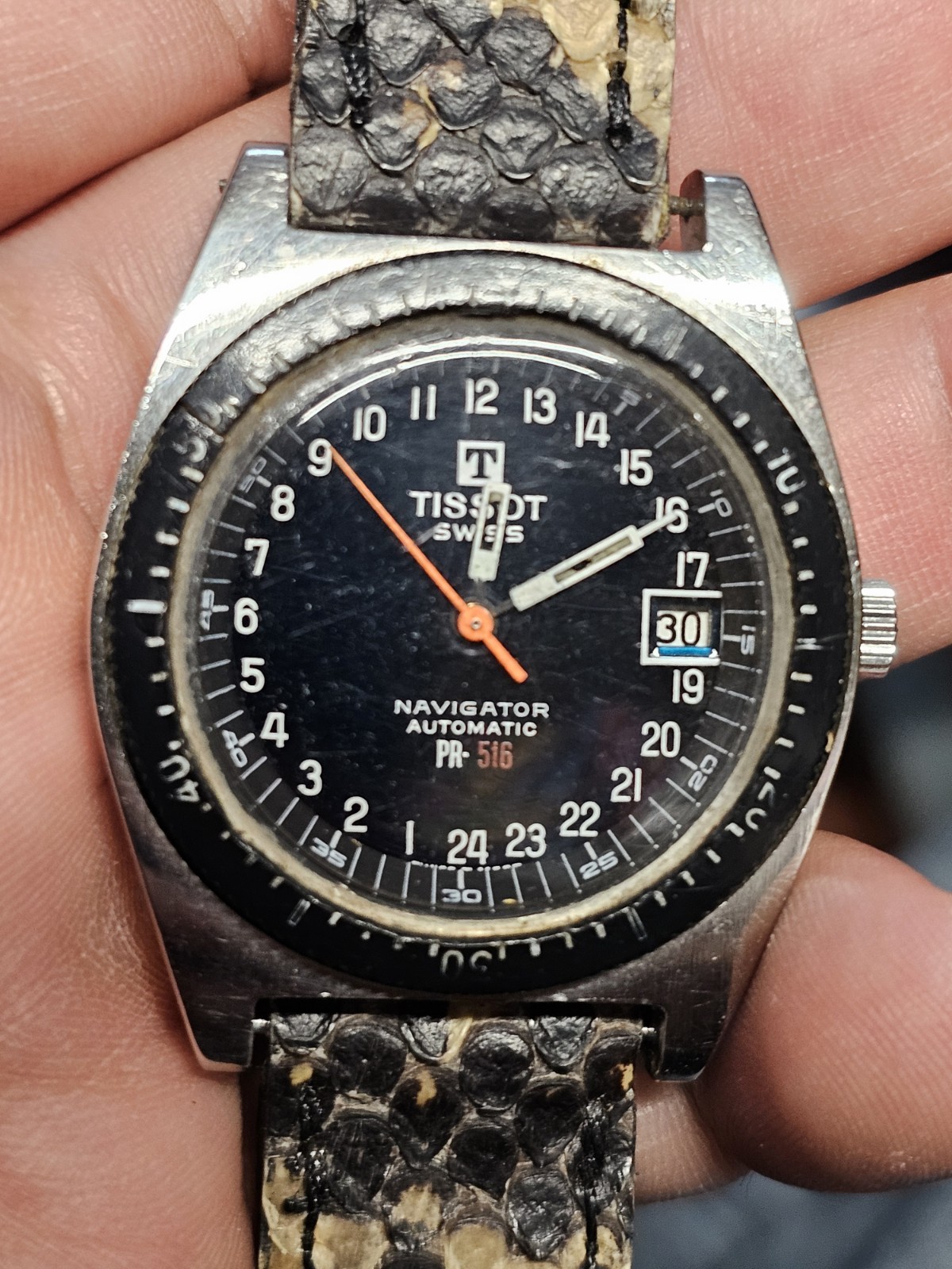 Vintage Tissot Swiss Navigator Automatic PR-516 GMT Wristwatch Men's Running 