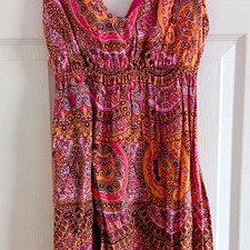 Cook Pink Paisley V-Neck Sleeveless Knee Fit & Flare Dress Size 8