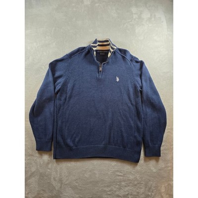 US Polo Assn Quarter Zip Sweater Mens L Blue Long Sleeve
