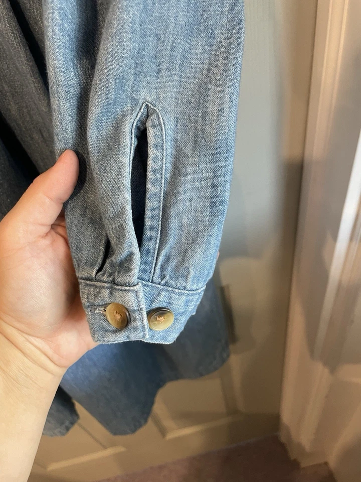 Vestido para mujer Lands' End 14 vintage azul claro denim 100 % algodón hasta la rodilla Foto 4 de 4