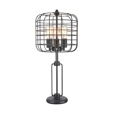 AS 26''H BLACK INDUSTRIAL WIRE CAGE TABLE LAMP (1PCS/CNT)