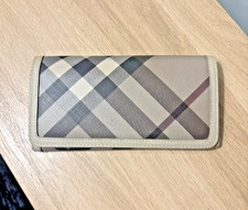 Burberry Beige Plaid Vintage Smoked Check Pattern Continental Wallet