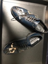 Dolce & Gabbana Leather Lace Up Shoes Navy Cowboy Applique Size 6