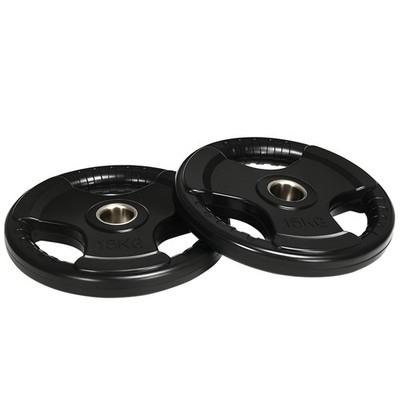 2er-Set Hantelscheiben 2 x 15 KG Olympiascheiben für Gewichtheben Schwarz