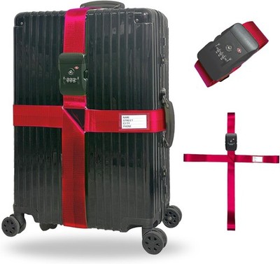 Adjustable TSA Luggage Straps,Cross Suitcase Belts 3-Digit Combination Lock for