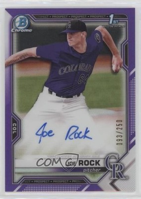 2021 Bowman Draft Chrome Pick Purple Refractor 93/250 Joe Rock #CDA-JR Auto 0m8