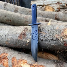 UBR CUSTOM HANDMADE HIGH CARBON STEEL HUNTING BOWIE KNIFE WITH LEATHER SHEATH