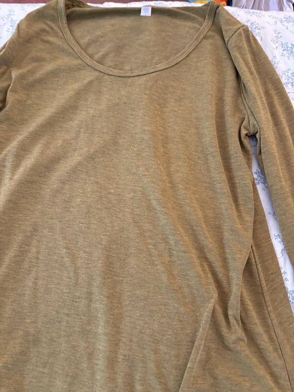 LuLaRoe Green Knit Long Sleeve Scoop Neck Pullover Top Solid L Women