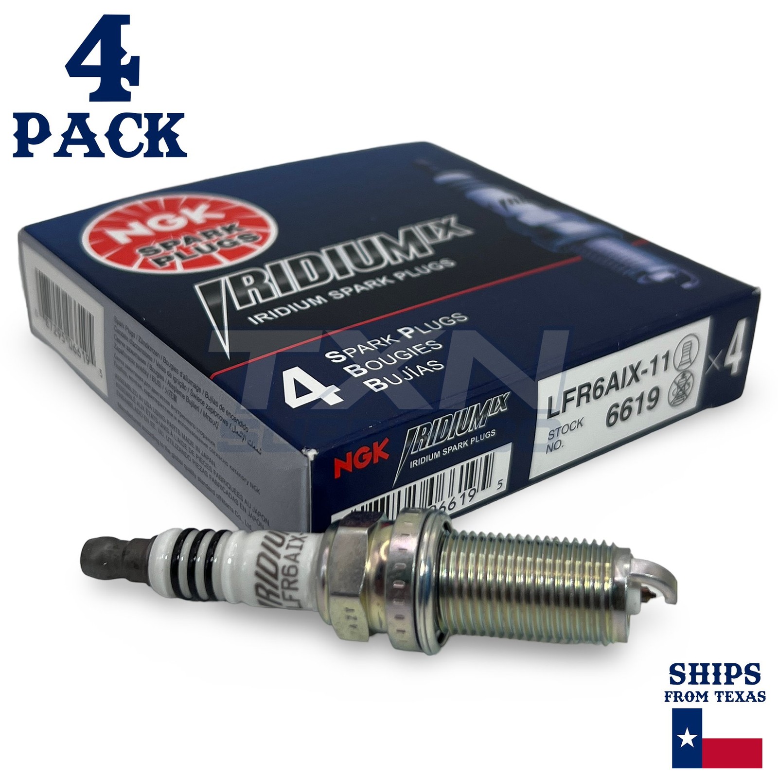 4 Pack NGK Iridium IX 6619 Spark Plugs LFR6AIX-11
