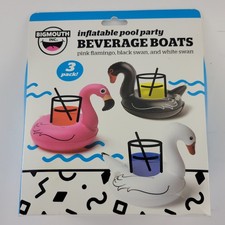 BIGMOUTH INC. INFLATABLE POOL PARTY BEVERAGE FLOATS; SWANS AND FLAMINGO 3 PACK