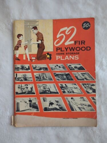 52 Fir Plywood Home Storage Plans Douglas Abbott Kerns Bell Co 1955 Vtg Book SC - Picture 1 of 6