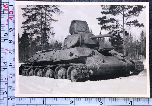 WW2 Era Unusual Looking Tank Tracked Vehicle in Snow BW Photo Snapshot