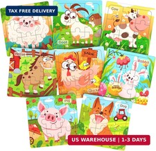 Zeoddler Wooden Puzzles for Toddlers, 8 Pack Farm Animal Jigsaw Puzzles for Kids