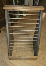 Vtg Magazine Newspaper Linen Rack Holder Solid Wood Vertical Hanging Display