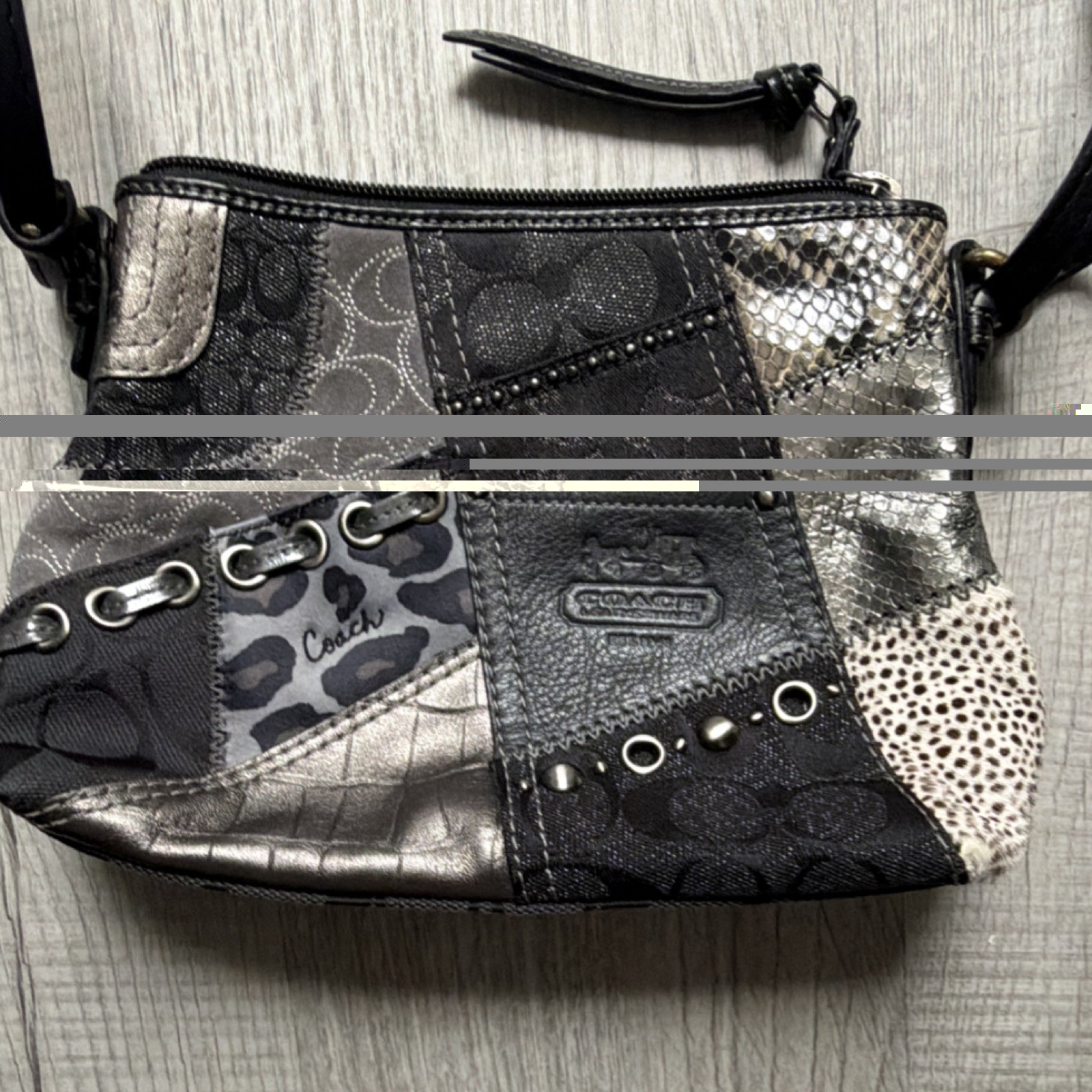 Coach Patchwork Animal Print Metallic Shoulder Ba… - image 2