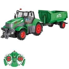 fisca Remote Control Tactor Toy Set & 33PSC Farm Vehicle Playset -2.4GHz 1/24...