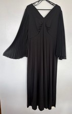 Vintage Gothic Style Black Wing Grunge Maxi Dress .