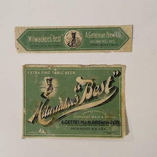 Milwaukee's Best Beer Pre Pro Label with Neck Gettelman Brewing
