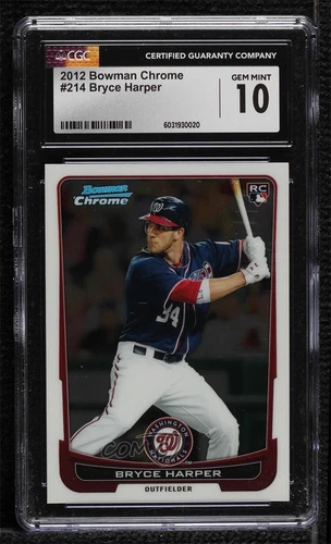 2012 Bowman Chrome Bryce Harper #214 CGC 10 Gem Mint Rookie RC