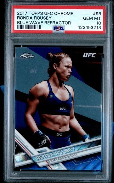 PSA 10 - 2017 Topps UFC Chrome RONDA ROUSEY Blue Wave Refractor 37/75 #98