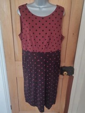Hobbs Dress Size 16 Burgundy Polka Dot Spotty Stretchy Office Work Rockabilly