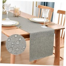 Farmhouse Rustic Table Runner Faux Linen Table Runners Water 13x72 Inch Grey