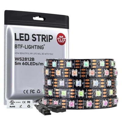 WS2812B IC RGB ,UL Listed,Pure Gold Wires,DC5V 16.4FT 300LED 5050SMD,Individu...