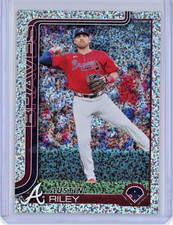 Austin Riley 2025 Topps Series 1 #54 Celebration Mega Confetti Parallel Braves