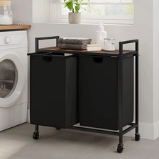Double Laundry Hamper with Lid Rolling Laundry Basket Organizer With Wheels
