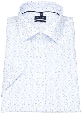 OLYMP Kurzarmhemd Modern Fit Rauten hellblau / weiß