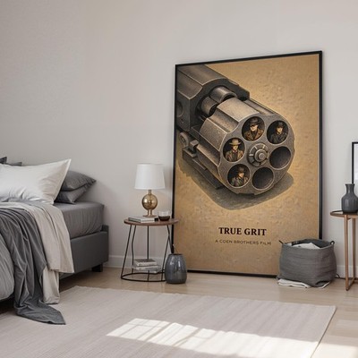 True Grit Minimal Movie Kunstdruck | Filmposter | Leinwand & gerahmt