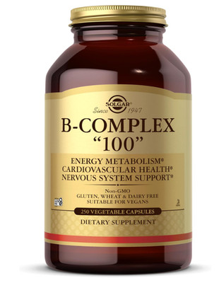 Solgar B-Complex ''100'', 250 Vegetable Capsules - Nervous System Support- New