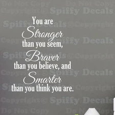 YOU ARE STRONGER BRAVER SMARTER Quote Vinyl Wall Decal WINNIE THE POOH ROBIN