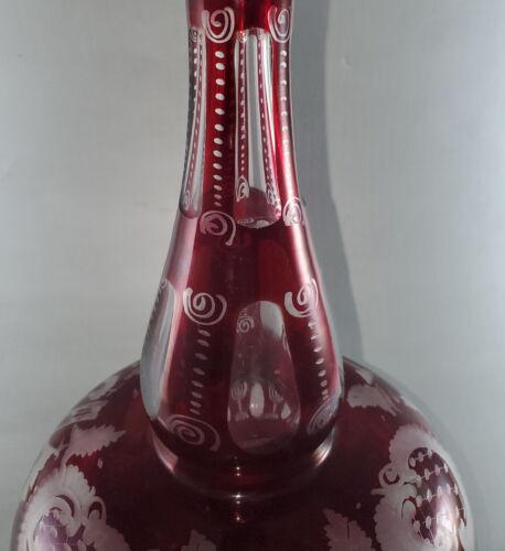 Bohemian Carved EGERMANN Glass Decanter w Stag & Castle Motif Germany - Picture 3 of 9