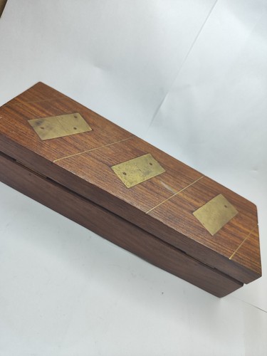 Dominoes Game Marshall Collegiate Wood Dominoes In Wood Storage Box - Picture 4 of 5