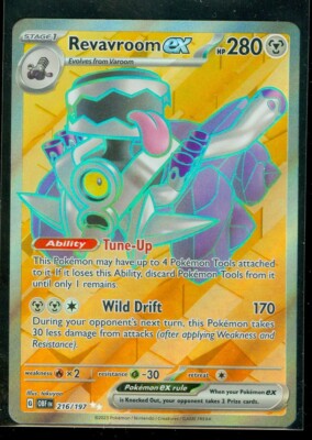 216 197 pokemon card Pokemon REVAVROOM EX 216/197 Obsidian Flames ULTRA RARE FULL ART - - MINT